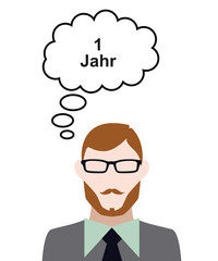 Person denkt an 1 Jahr