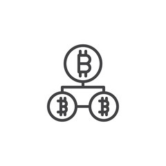 Bitcoin blockchain outline icon. linear style sign for mobile concept and web design. Cryptocurrency virtual network simple line vector icon. Symbol, logo illustration. Pixel perfect vector graphics