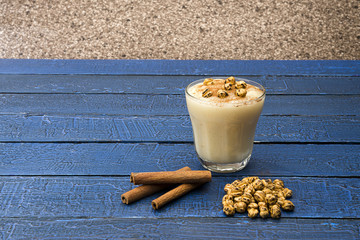 Turkish drink called Boza with copy space.  