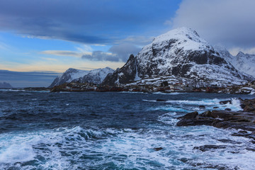 Fototapeta na wymiar View to beautiful fjord on lofoten islands