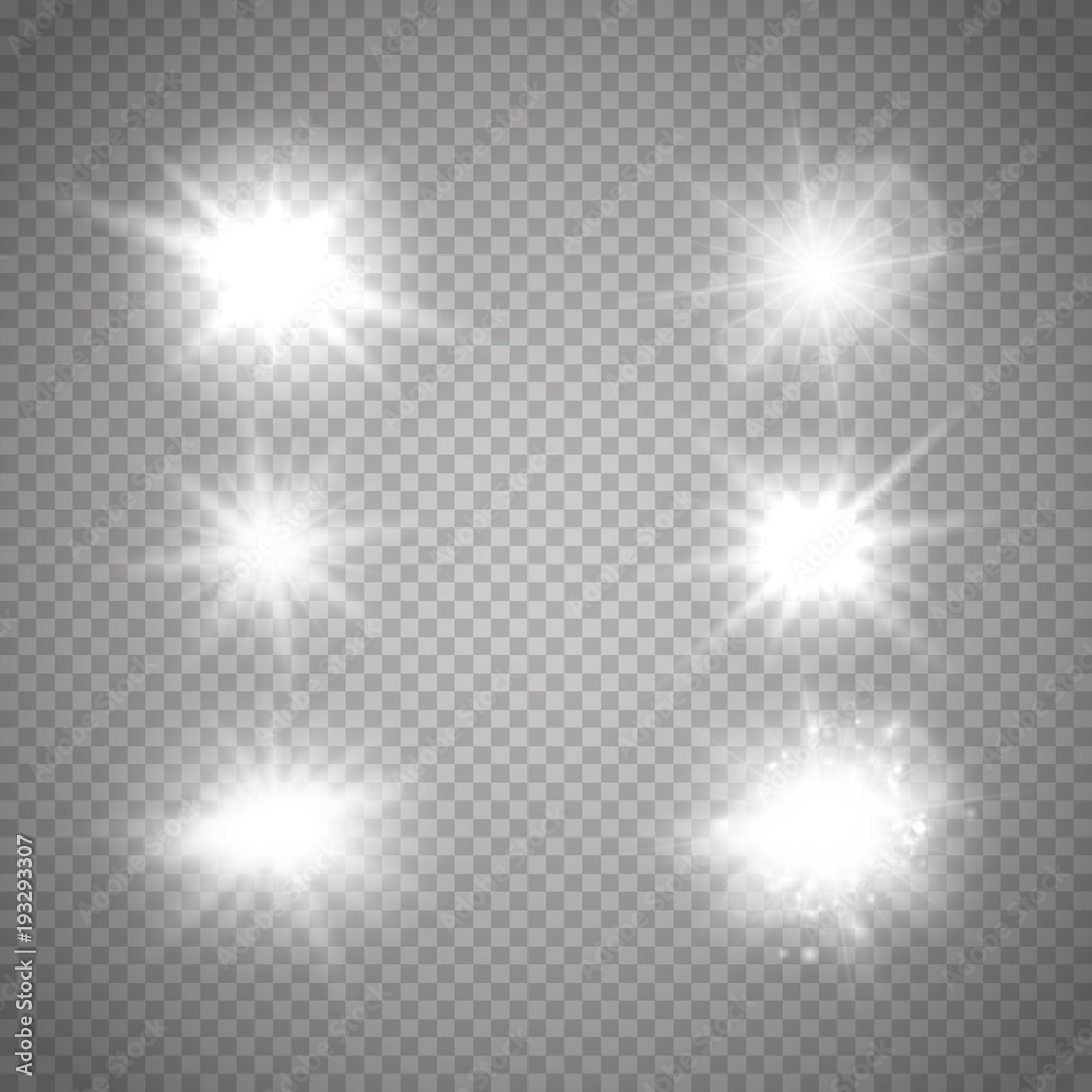 Sticker set of lights. glowing sparkles isolated. vector effect.