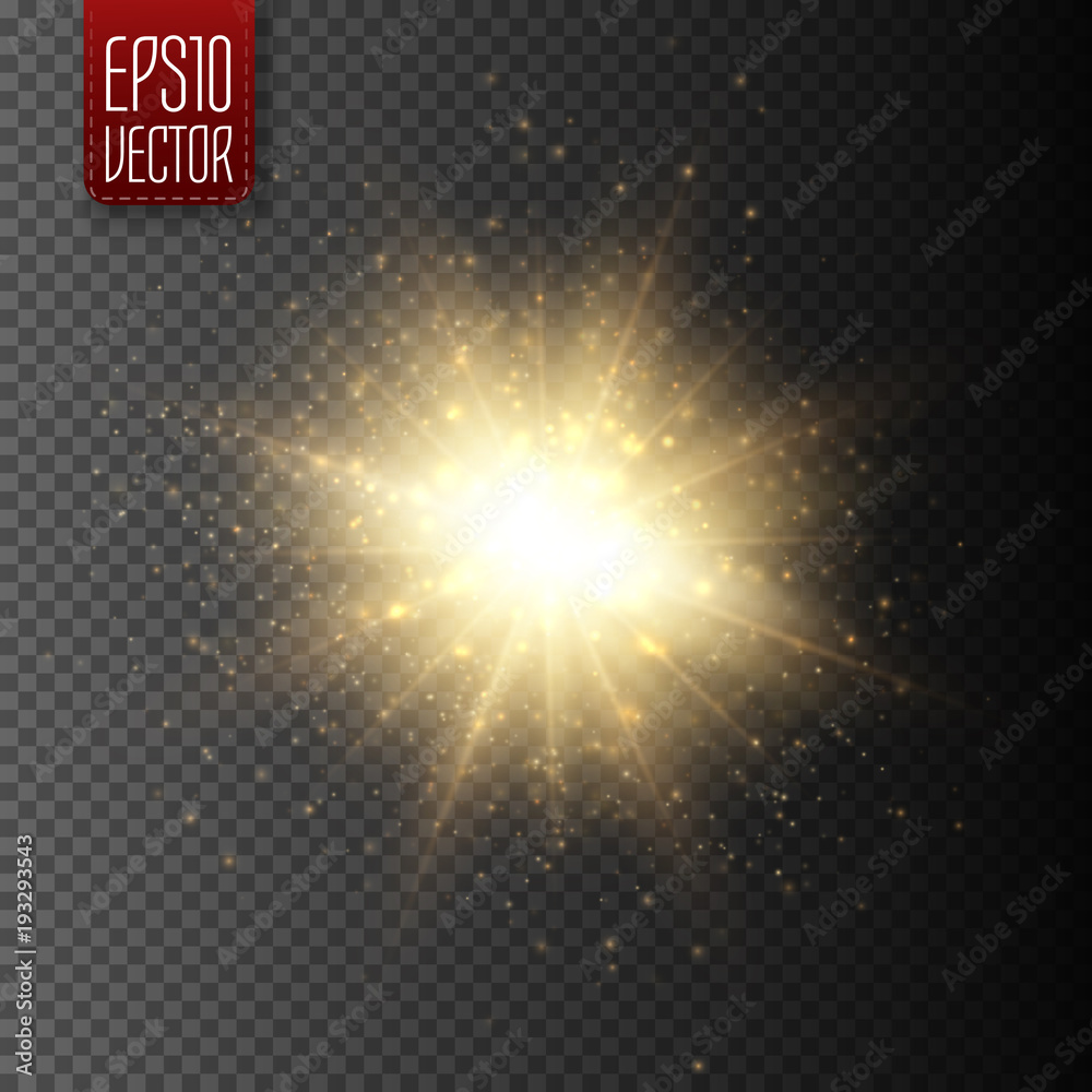 Poster star burst with dust and sparkle isolated. glow light effect