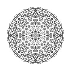 Black and white round floral element