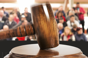 auction bid sale judgment mallet gavel with public