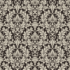 Seamless black and white floral wallpaper