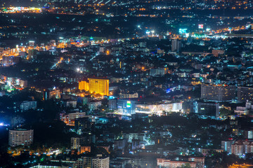chiang mai night view on view point of doi suthep , chiang mai ,thailand