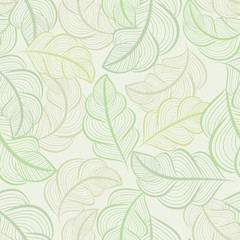 White and green seamless leaves wallpaper