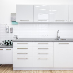 Medical office with white cabinets