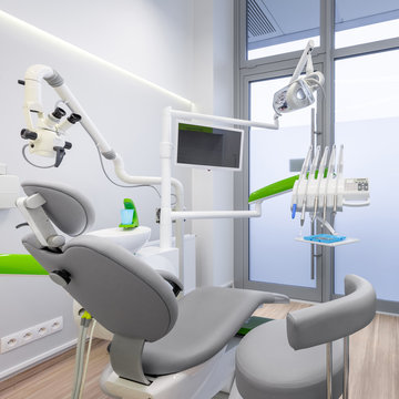 Dental unit with grey chair