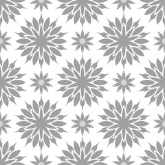 Gray floral pattern on white. Seamless background