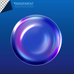 Vector illustration of shiny rainbow colors soap bubble with sparkles reflection on dark background