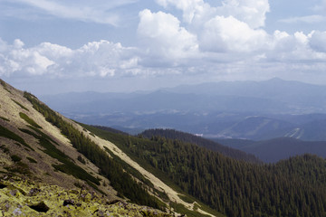Nice view of the mountains. Travels. Tourism. Ukraine. Carpathians.