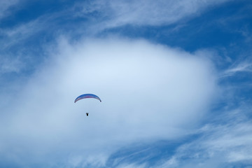 Man ride Paramotor in the sky.