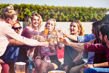Cheerful friends enjoying the party