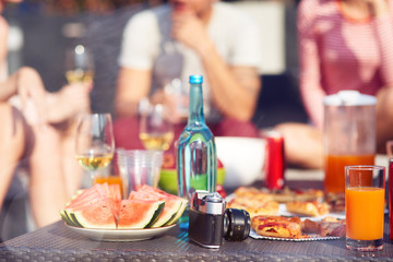 Close up of a table served for a party
