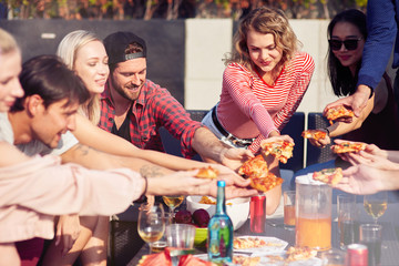 Pleasant young people having a summer party