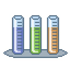 tubes laboratory science pixel art icon