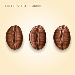 round coffee in grains, vector realistic design