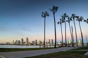 The San Diego, California skyline from Coronado Island.