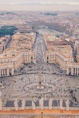 Rome Saint Peters square as seen from above aerial view in Rome, Italy