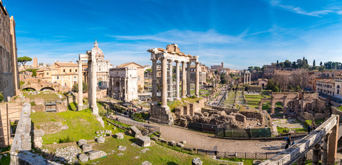 Panorama of the Roman Forum in Rome, italy