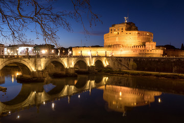 Rome Sant' Angelo Castle by night