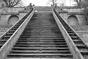 Stairs with waterfalls at sites