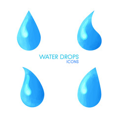 Handdrawn simple water drop icon set isolated on white background. Elegant color vector elements, rain drop concept logo for web site page and mobile app design