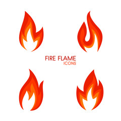 Simple fire flame icons set, vector elements, elegant burn concept logo for web site page and mobile app design
