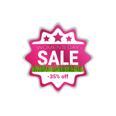 Template Sticker Womens Day Special Offer Promotion Sign Label Isolated Vector Illustration