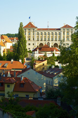 Prague old town in summer time. Landscape picture of picturesque small quarter called Novy svet and...