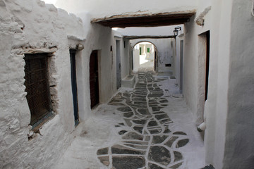 Alley in Kastro traditional village, Sifnos island, Greece.