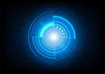 Futuristic circle on circuit line texture vector technology background