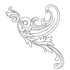 Vintage baroque ornament, corner. Retro pattern antique style acanthus. Decorative design element filigree calligraphy vector. - stock vector