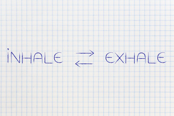 inhale exhale text with double arrows in between