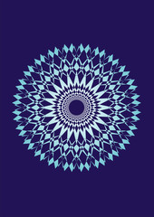 Mandala on a blue background. Art picture. Vector graphics 
