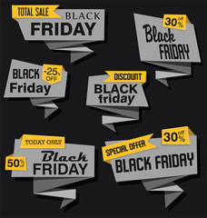 Modern origami sale stickers and tags collection black Friday