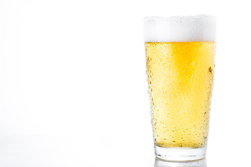 Beer glass jar on white background. Copyspace