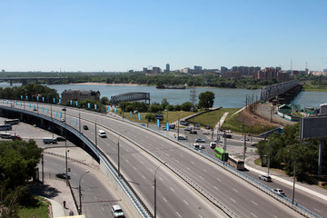 The buildings and streets of a big city. Novosibirsk