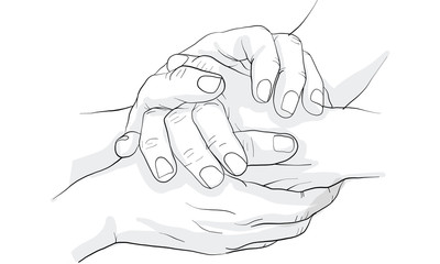 hand holding hand together vector
