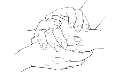 hand holding hand together vector