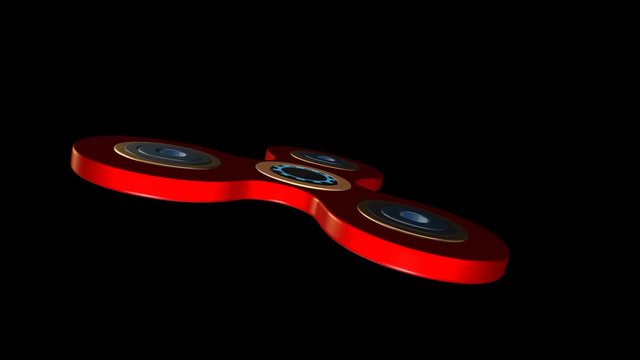 red spinner 3d render that rotates in space with alpha channel