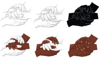 hand holding hand together vector