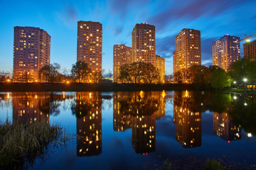 Reflection of high-rise residential buildings