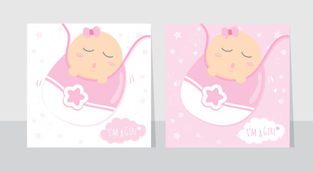 I'm a Girl, Baby Girl Shower, Happy Birthday for new born celebration greeting and invitation card.