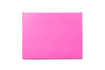 Blank Pink cardboard box on isolated white.
