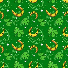 Seamless vector pattern Lucky Shamrock, the Irish St Patricks Day themed