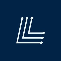 Letter L. Font maze italic, vector geometric alphabet on dark background