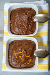 close up of dark chocolate mousse