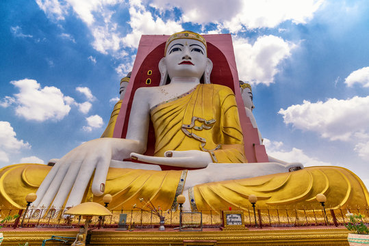 Pagoda of four Buddha Statue, Kyaikpun Pagoda in Bago, Myanmar